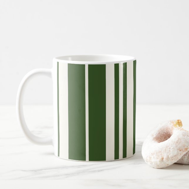 Mug Rayures Vertes et Blanches Côtière Bord de Mer (Avec donut)