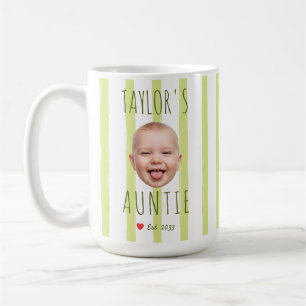 Mug Rayures Vertes Photo & Nom Personnalisés Tante Vis