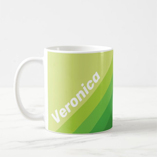 Mug Rayures Vertes sur nénuphar avec nom (Gauche)