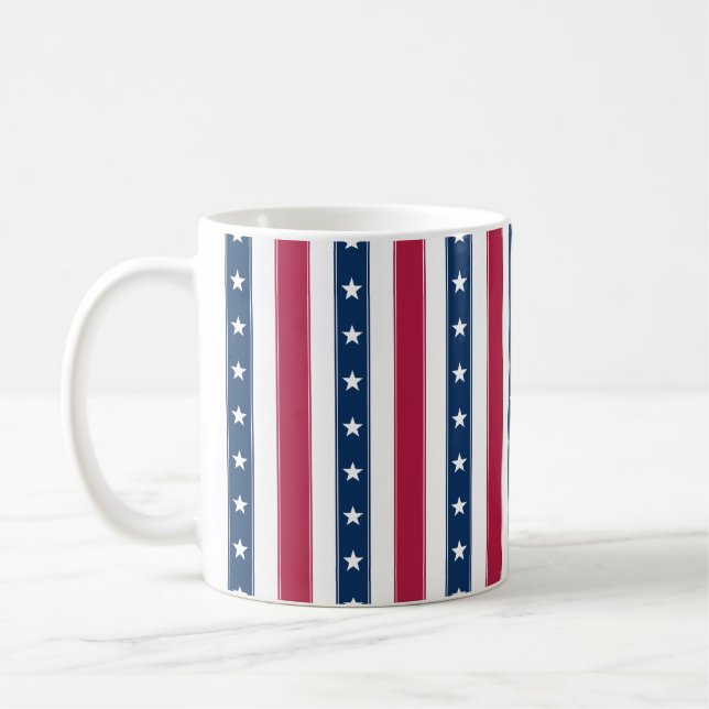 Mug Rayures verticales avec étoiles Patriotique (Gauche)