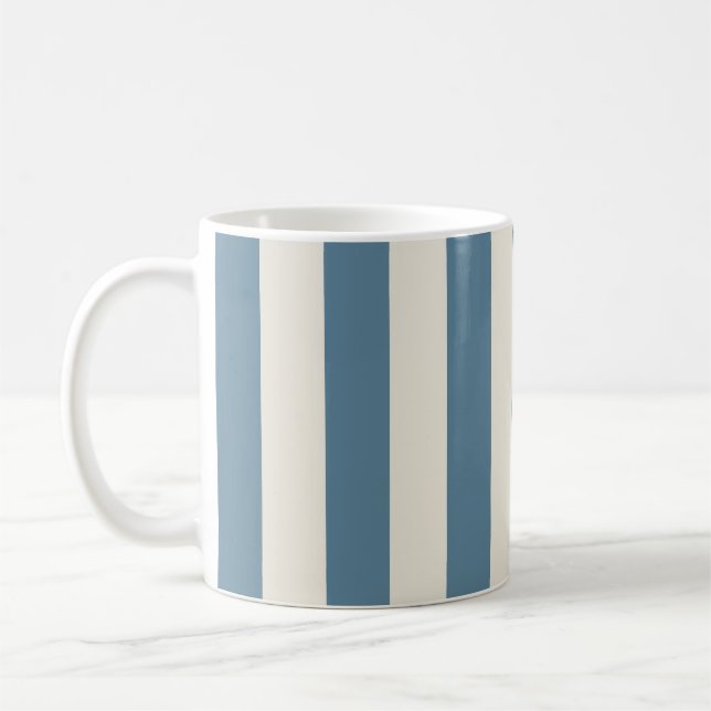 Mug Rayures verticales bleues et crème (Gauche)
