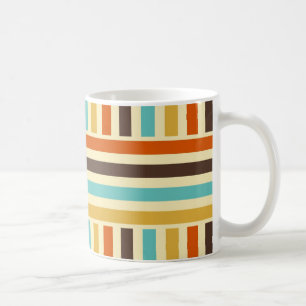 Mug Rayures verticales horizontales Bleu Jaune Rouge