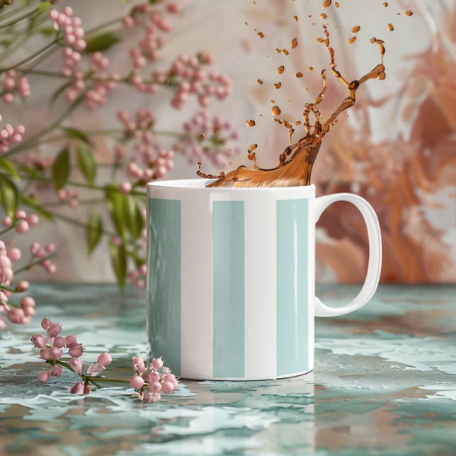 Mug Rayures verticales sarcelle pâle et blanc (Pale Teal and White Vertical Stripes Coffee Mug)