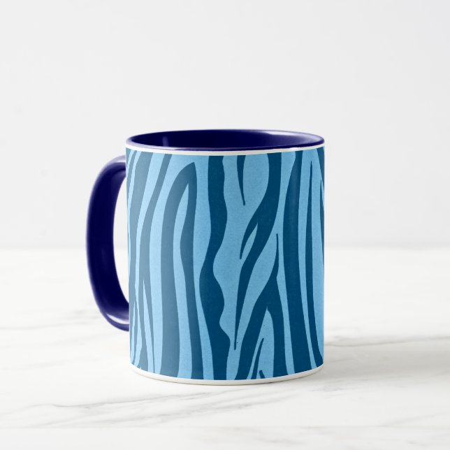 Mug Rayures Zèbre Bleu (Devant gauche)
