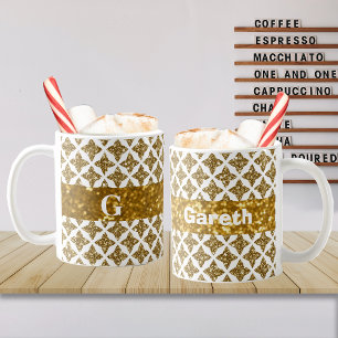 Mug Razzle Dazzle Noël Glittery Gold Stars Personnalis