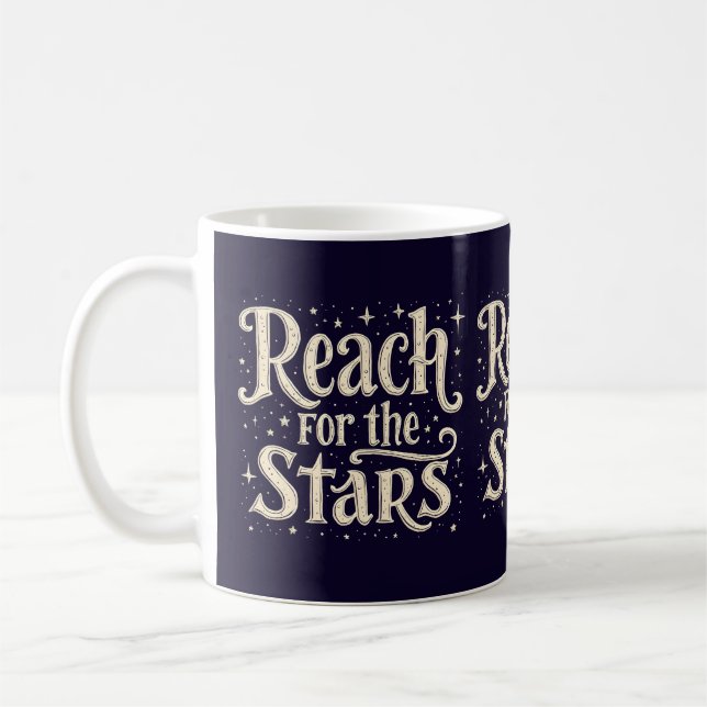 Mug Reach for the Stars Celestial Typography Art (Gauche)