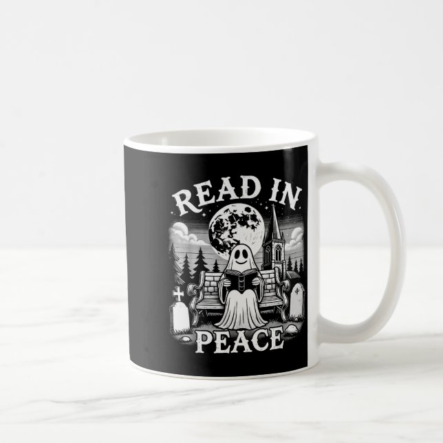 Mug Read In Peace Ghost Reading Books Funny Halloween  (Droite)