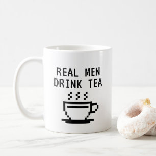 Mug Real Men Buvez du thé drôle blanc