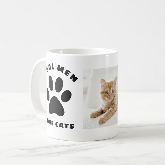 Mug Real Men Love Cats Texte personnalisé Photo person (Devant gauche)