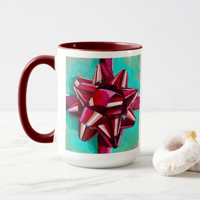 Mug Realistic Bow Painting - Holiday Decor (Avec donut)
