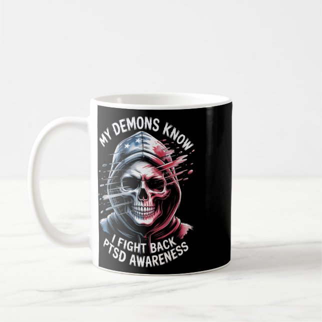Mug Reaper Ptsd Mes Démons Savent Que Je Lutte Contre  (Gauche)