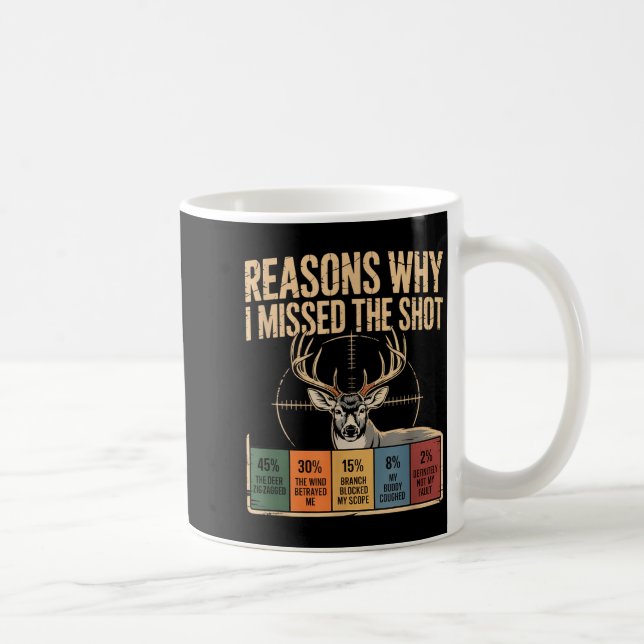 Mug Reasons Why I Missed The Shot Funny Deer Hunting E (Droite)