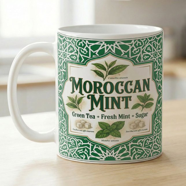 Mug Recette botanique de thé à la menthe marocaine (Créateur téléchargé)