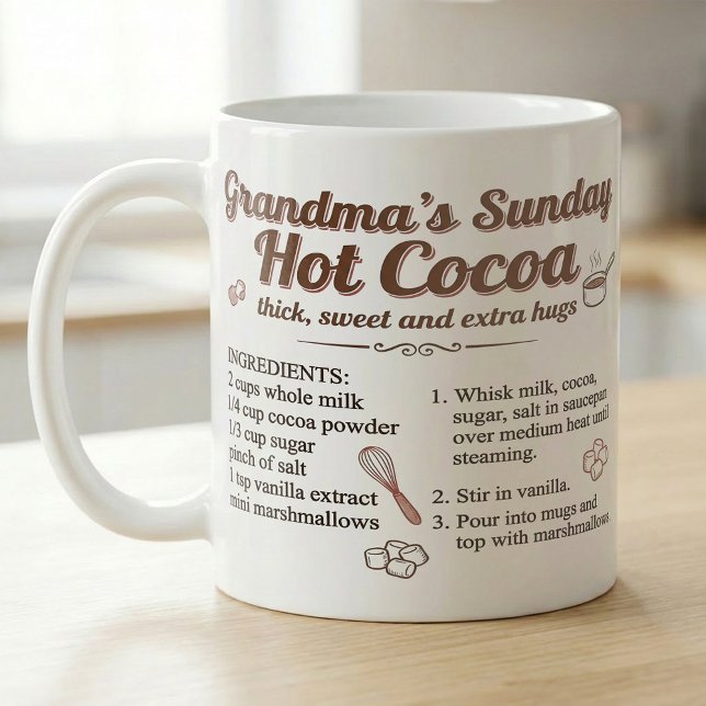 Mug Recette de cacao chaud du dimanche de grand-mère e (Créateur téléchargé)