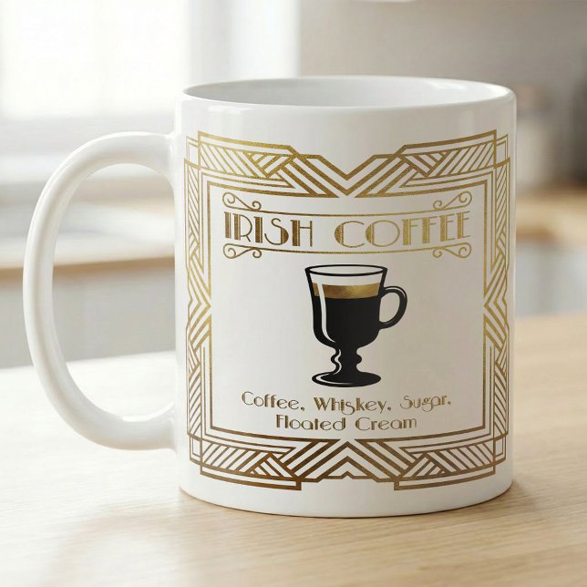 Mug Recette de café irlandais Art Gold (Créateur téléchargé)
