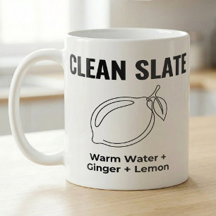Mug Recette de citron gingembre eau chaude sur ardoise