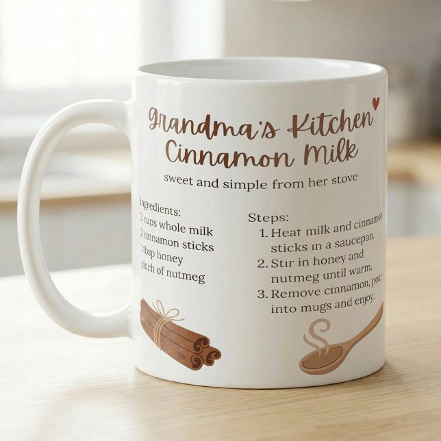 Mug Recette de Lait à la Cannelle de Grand-Mère, Recet (Créateur téléchargé)