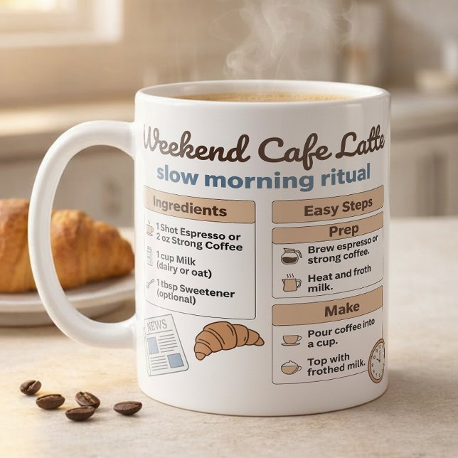 Mug Recette de Latte de Bar à Café pour une Matinée Re (Créateur téléchargé)