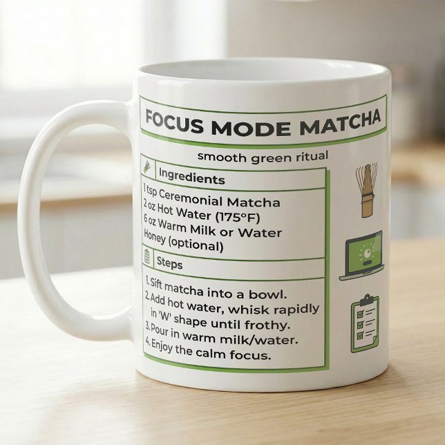 Mug Recette de Matcha Latte Mode Focus (Créateur téléchargé)