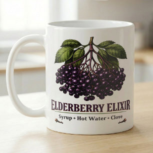 Mug Recette de sirop de sureau Art botanique vintage