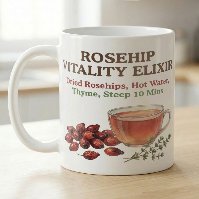 Mug Recette de thé aux cynorrhodons Art de style apoth (Créateur téléchargé)