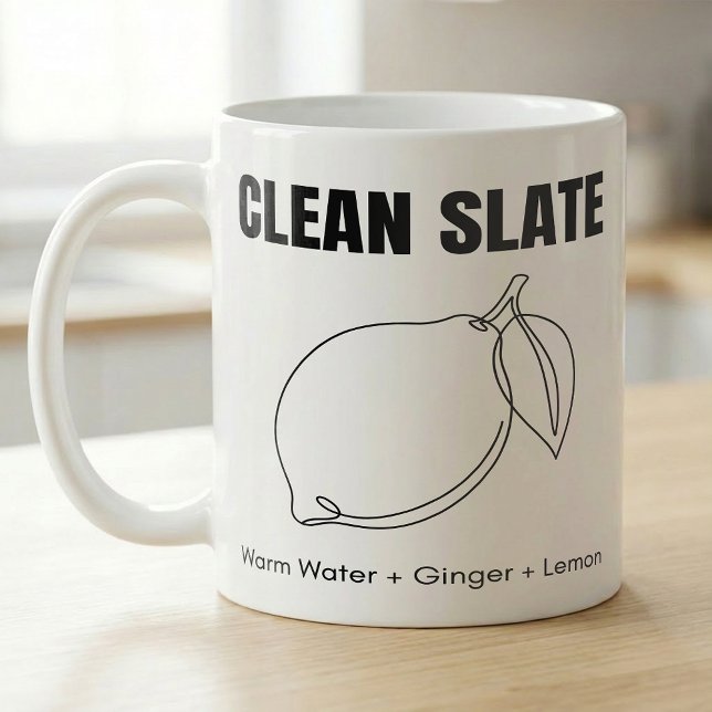 Mug Recette Matin Citron Gingembre Ardoise Propre (Créateur téléchargé)