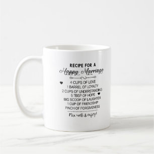 Mug Recette pour cadeaux de mariage spécial Happhy