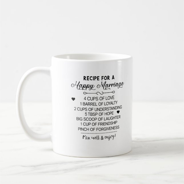 Mug Recette pour des cadeaux de mariage de mariage heu (Gauche)