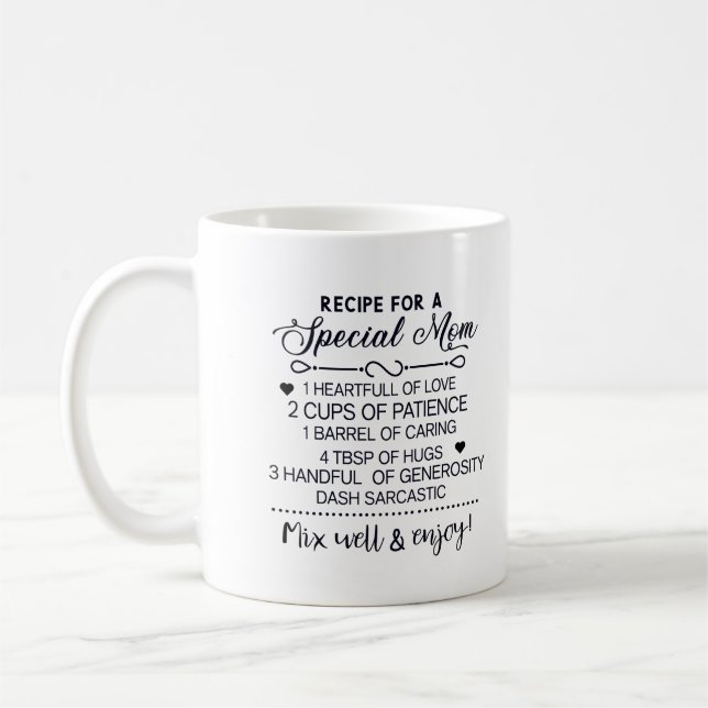 Mug Recette pour un cadeau de fête des mères spécial (Gauche)