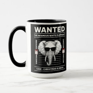Mug Recherché blanc éléphant drôle Noël