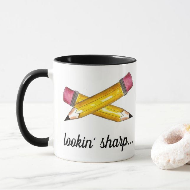 Mug Recherche dans l'écriture de l'école de crayon jau (Avec donut)