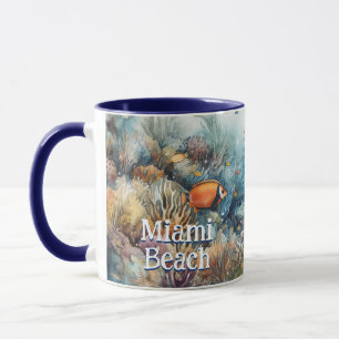 Mug Récif corallien de Miami Beach et poissons aquarel