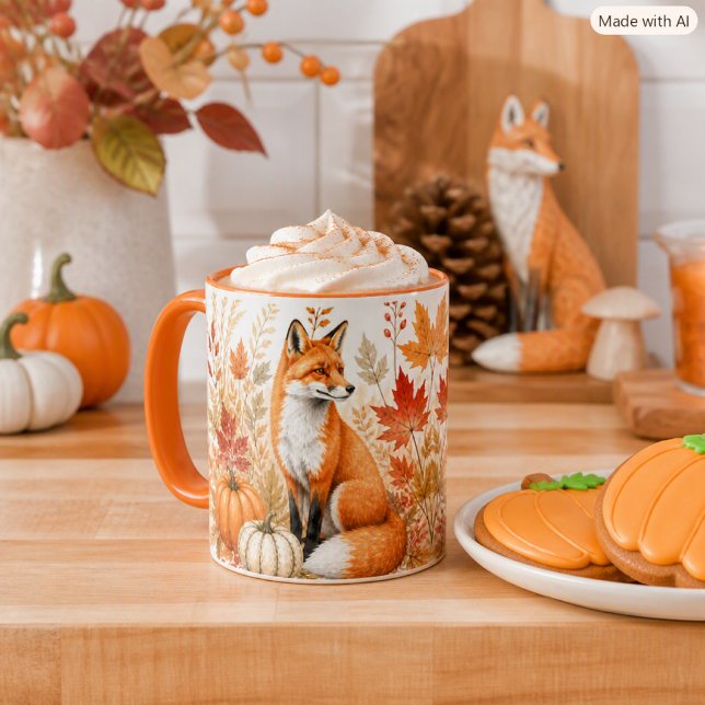 Mug Récolte d'Automne avec Renard et Citrouilles Faune (Créateur téléchargé)