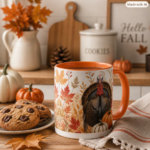 Mug Récolte d'automne Faune Dinde et Citrouilles Natur