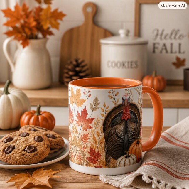 Mug Récolte d'automne Faune Dinde et Citrouilles Natur (Créateur téléchargé)