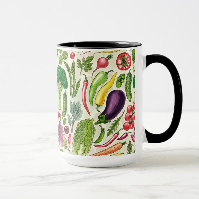 Mug Récolte de légumes et d'herbes sur le blanc (Droite)