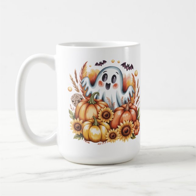 Mug Récolte d'Halloween Fantomatique Mignonne d'Automn (Gauche)