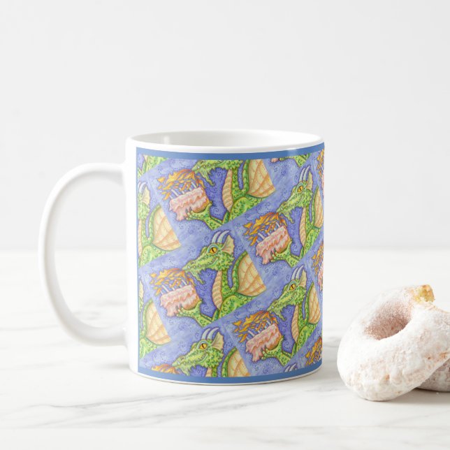 MUG RÉCOLTE D'INCENDIE DRAGON ÉCLAIRANT LES BOUGIES D' (Avec donut)