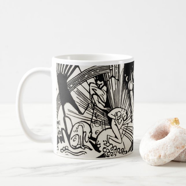 Mug Réconciliation par Franz Marc Famous Woodcut (Avec donut)