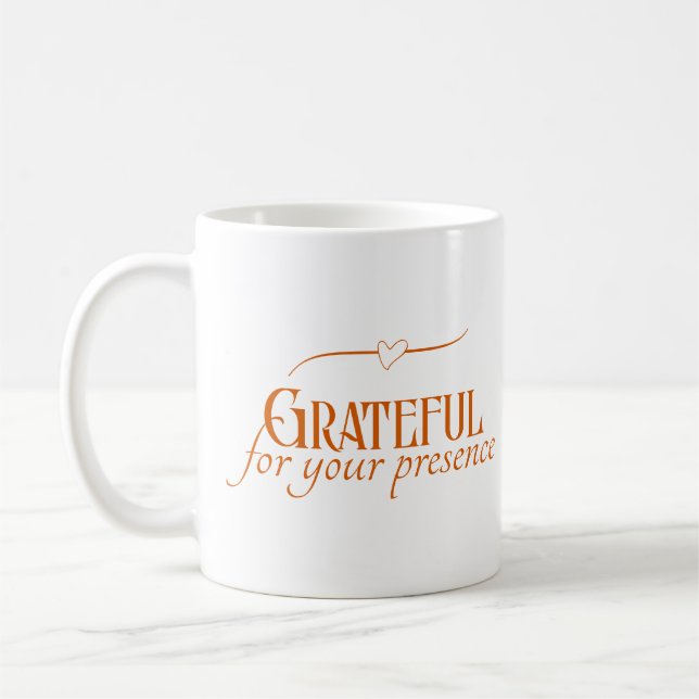 Mug "Reconnaissant pour votre présence" Orange Typogra (Gauche)