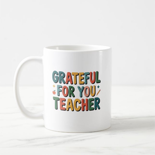 Mug Reconnaissant pour vous enseignant nom personnalis (Gauche)