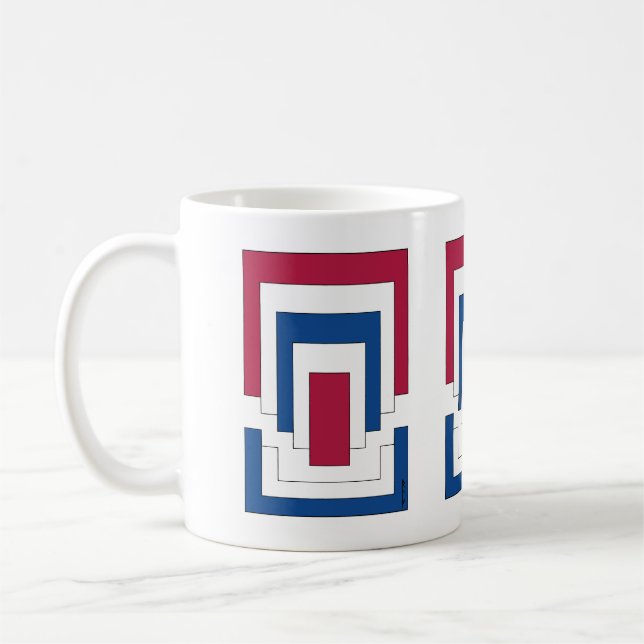 Mug Rectangle Abstrait en rouge, blanc et bleu (Gauche)