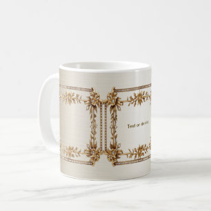 Mug Rectangle Orné de Fleurs Diamantées Dorées Brillan