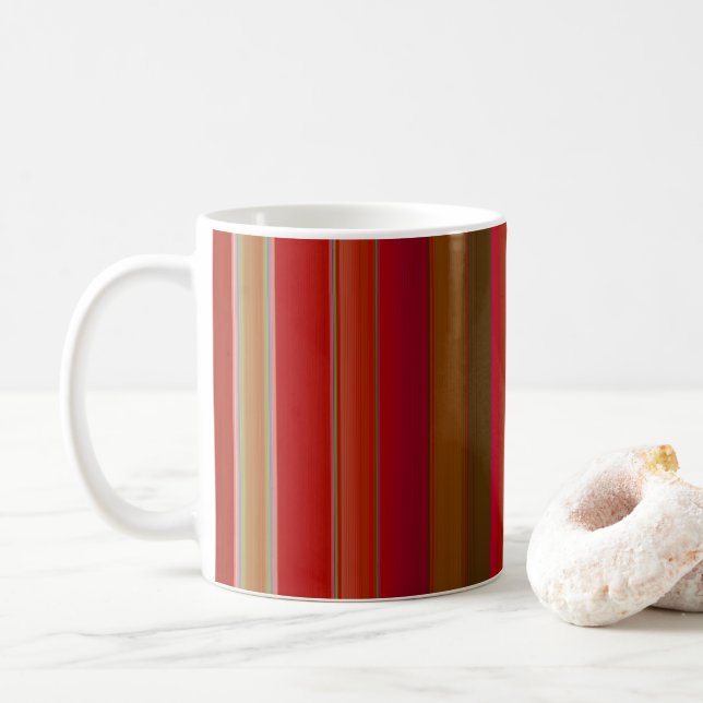 Mug Red and Gold Stripes (Avec donut)