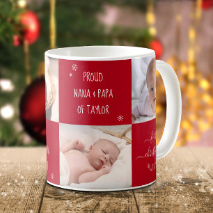 Mug Red Baby 4 Photo First Christmas Grand-parents Nom