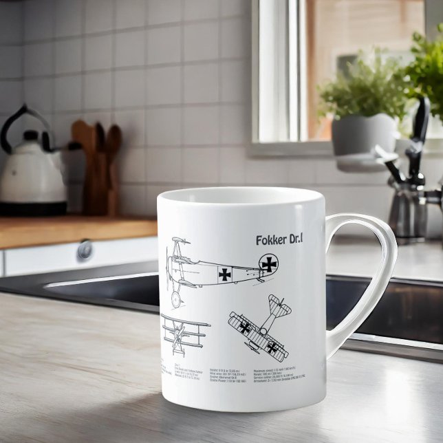 Mug Red Baron Fokker Dr.1 - Plan d'avion BD (Créateur téléchargé)