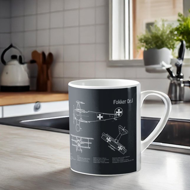 Mug Red Baron Fokker Dr.1 - Plan directeur de l'avion  (Créateur téléchargé)