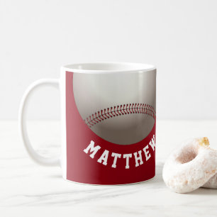 Mug Red Baseball Avec Nom Personnalisé Sports