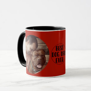 Mug Red Best Chien Papa Jamais Custom Photo Café