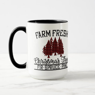 Mug red, Black Buffalo Plaid Christmas Trees
